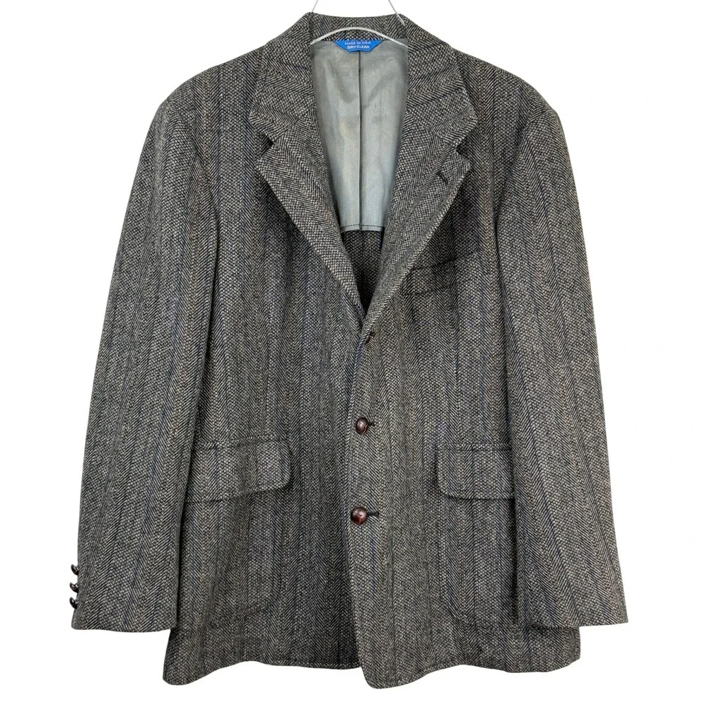 VINTAGE 80s PENDLETON Herringbone flecked‎ Tweed Blazer 40 100% wool jacket USA